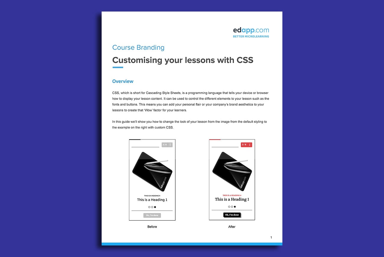 Customising your lesson with CSS article screenshot of page 1 displayed. View the link provided to read the accessible version of the document.