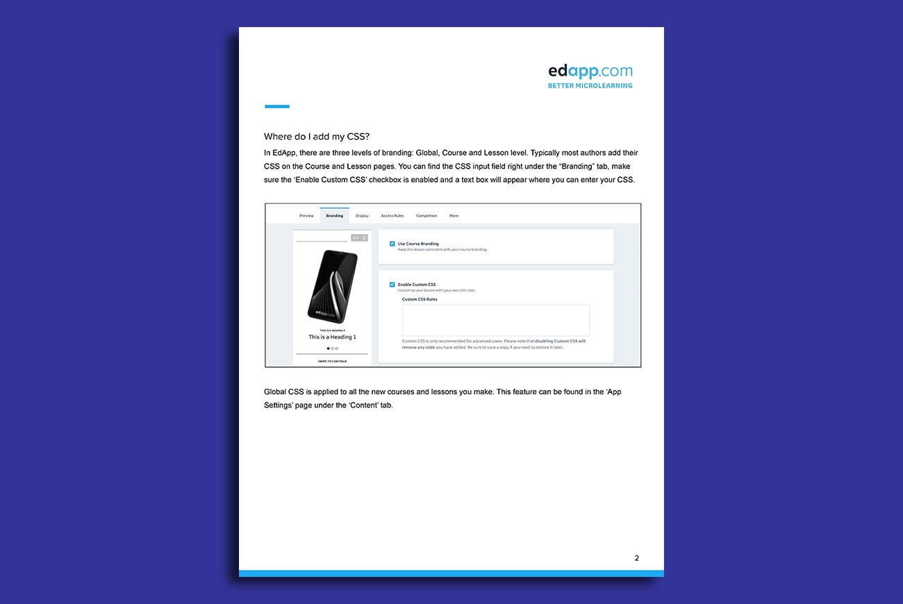 Customising your lesson with CSS article screenshot of page 2 displayed. View the link provided to read the accessible version of the document.
