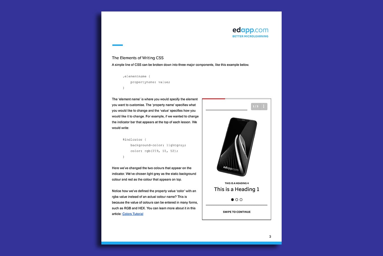 Customising your lesson with CSS article screenshot of page 3 displayed. View the link provided to read the accessible version of the document.