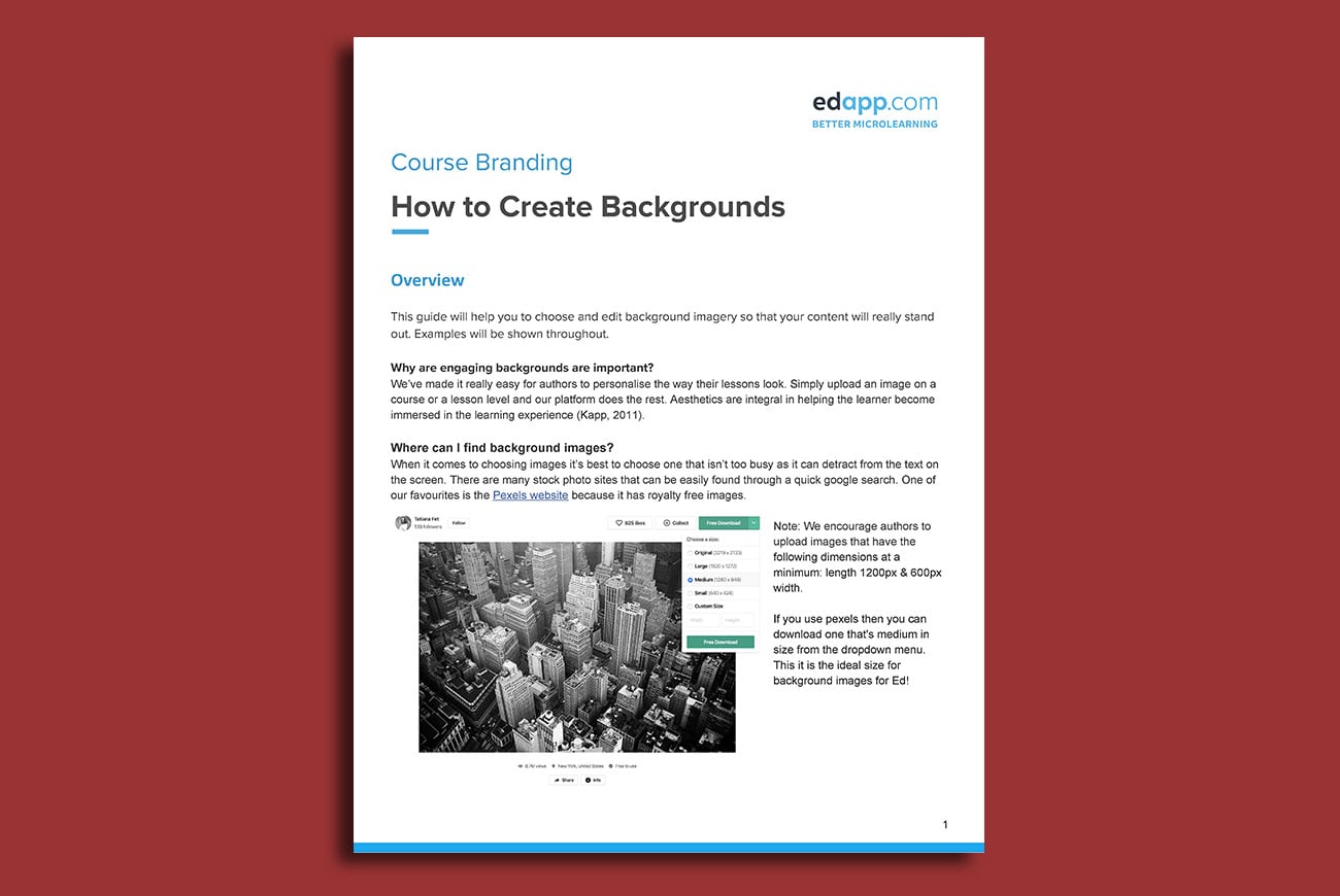 Creating backgrounds article screenshot of page 1 displayed. View the link provided to read the accessible version of the document.